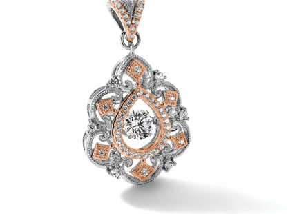 Sterling Silver Plat-plate Rose-tone Vibrant CZ Fancy Penda