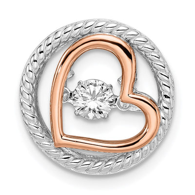 Sterling silver cubic zirconia heart chain