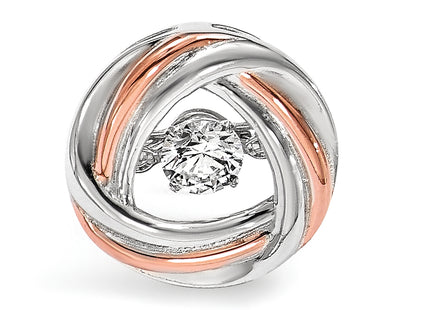 Sterling Silver Platium-plated Rose-tone Vibrant CZ Chain Slide