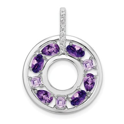 Sterling silver cubic zirconia circle pendant