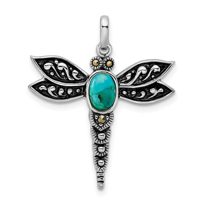 Sterling silver marcasite dragonfly pendant