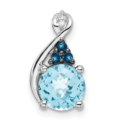 Sterling silver blue topaz plate pendant