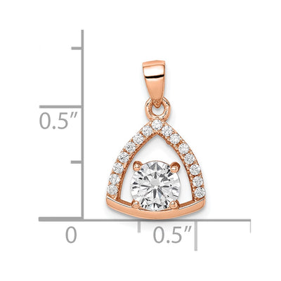 Sterling Silver Rose-tone Triangle CZ Pendant