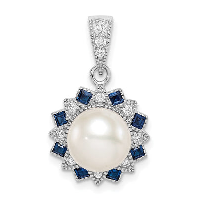 Sterling silver spinel flower pendant, synthetic stone
