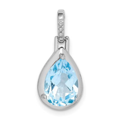 Sterling silver blue topaz teardrop pendant