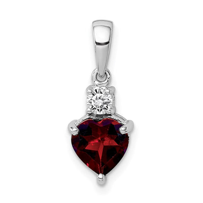 Sterling silver garnet heart pendant