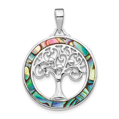 Sterling silver abalone tree of life pendant