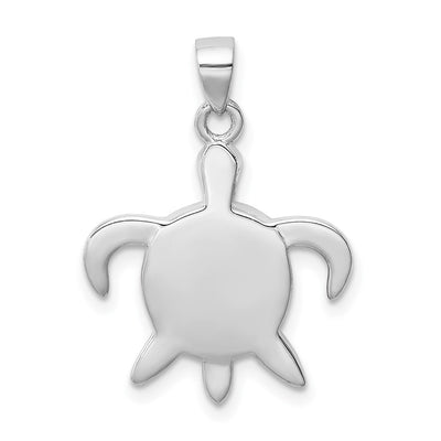 Sterling Silver Rhodium-plated Polished Created Opal Turtle Pendant