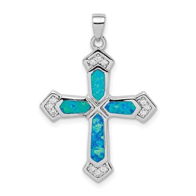 Sterling silver cubic zirconia cross pendant