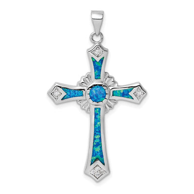 Sterling silver cubic zirconia cross pendant