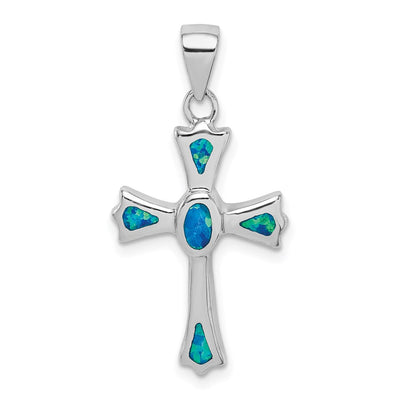 Sterling silver opal cross pendant
