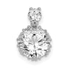 Sterling Silver Rhodium-plated Polished Round CZ Chain Slide
