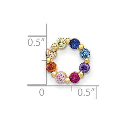 Prizma Sterling Silver Gold-tone 14K Flash Gold-plated Colorful CZ Circle Chain Slide