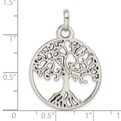 Sterling Silver Polished Tree of Life Pendant