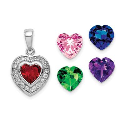 Sterling silver cubic zirconia heart pendant