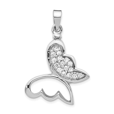 Sterling silver cubic zirconia butterfly pendant