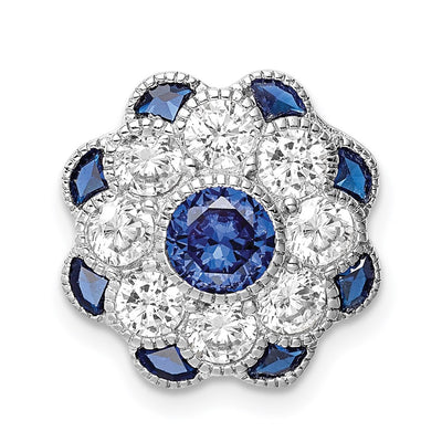 Sterling silver cubic zirconia flower chain, synthetic stone