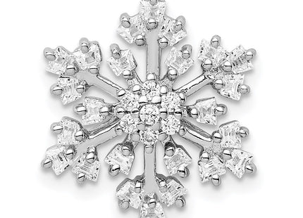 Sterling Silver Rhodium-plated CZ Snowflake Chain Slide (Style QP5358)