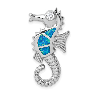 Sterling silver cubic zirconia seahorse chain