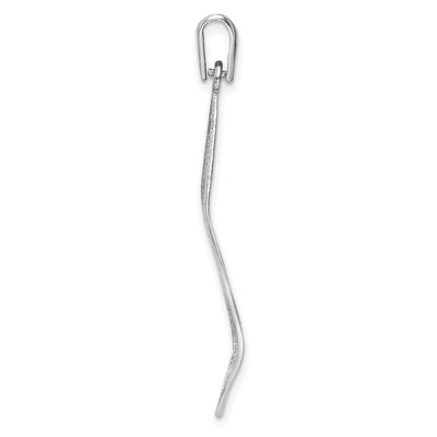 Sterling Silver Rhodium-plated Polished & D/C Leaf Pendant, 38.75 x 19mm