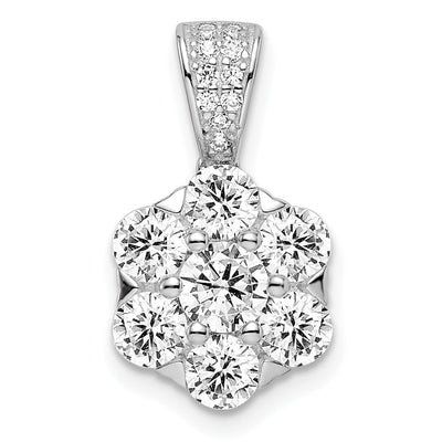 Sterling silver cubic zirconia flower pendant