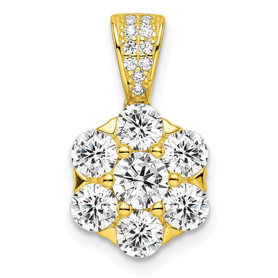 Sterling silver cubic zirconia flower pendant