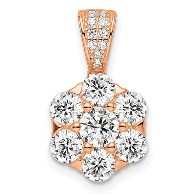 Sterling silver cubic zirconia flower pendant
