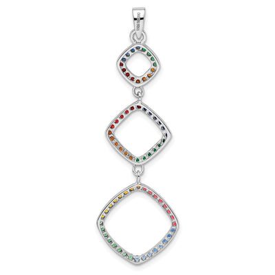 Sterling Silver Rhodium-plated Multi-color Nano Crystal Pendant