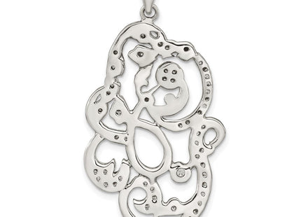 Sterling Silver Polished CZ Floral Pendant