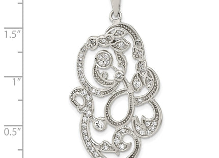 Sterling Silver Polished CZ Floral Pendant