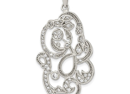 Sterling Silver Polished CZ Floral Pendant