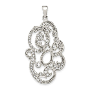 Sterling Silver Polished CZ Floral Pendant