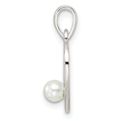 Sterling Silver Polished Imitation Pearl Heart Pendant