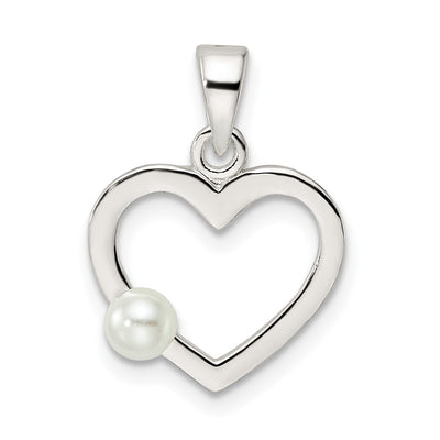 Sterling silver pearl heart pendant