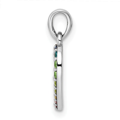 Sterling Silver Rhodium-plated Nano Crystal Heart Pendant