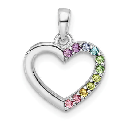 Sterling silver crystal heart pendant