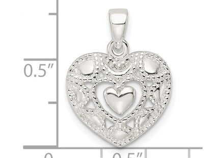 Sterling silver heart pendant, another view