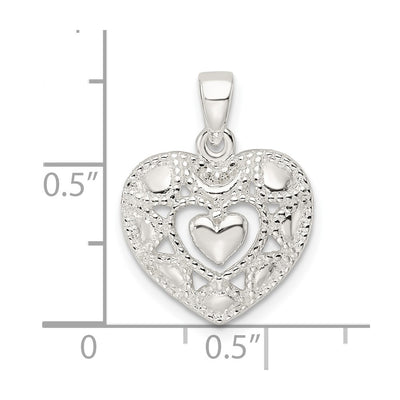 Sterling Silver Polished Heart Pendant, 21.18 x 15.48mm