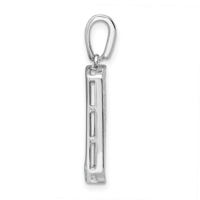 Sterling Silver Rhodium-plated Polished CZ Pendant, 27.75 x 12.5mm