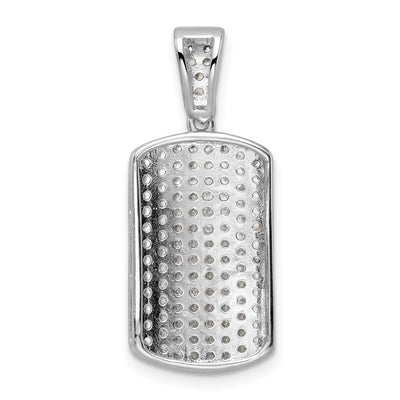 Sterling Silver Rhodium-plated Polished CZ Pendant, 27.75 x 12.5mm