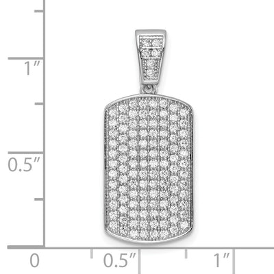 Sterling Silver Rhodium-plated Polished CZ Pendant, 27.75 x 12.5mm
