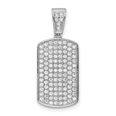 Sterling Silver Rhodium-plated Polished CZ Pendant, 27.75 x 12.5mm