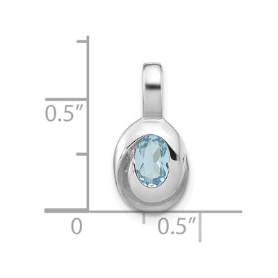 Sterling Silver Rh-plated Sky Blue Topaz Oval Pendant