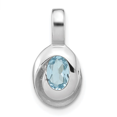 Sterling silver blue topaz oval pendant