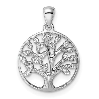 Sterling silver cubic zirconia tree of life pendant