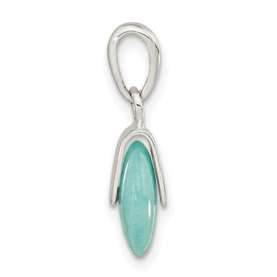 Sterling Silver Polished Circle Imitation Turquoise Pendant