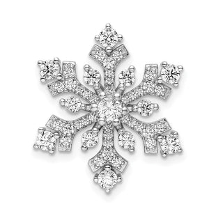 Sterling Silver Rhodium-plated CZ Snowflake Slide (Style QP5546)