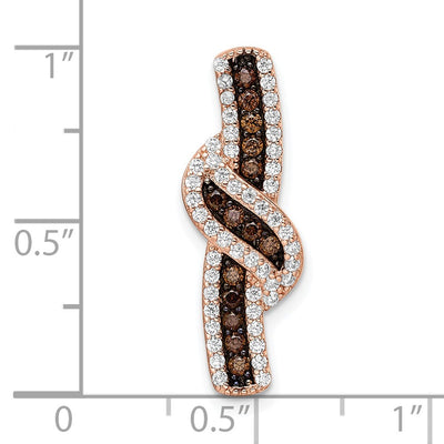 Sterling Silver Rose-tone Black Rhodium-plated CZ Fancy Chain Slide