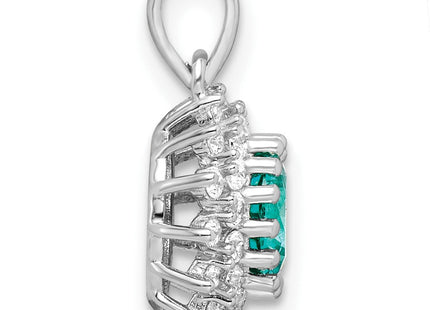 Sterling Silver Rhodium plated Teal & White CZ Pendant (Style QP5634)