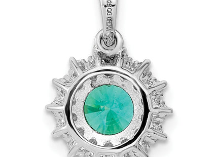 Sterling Silver Rhodium plated Teal & White CZ Pendant (Style QP5634)